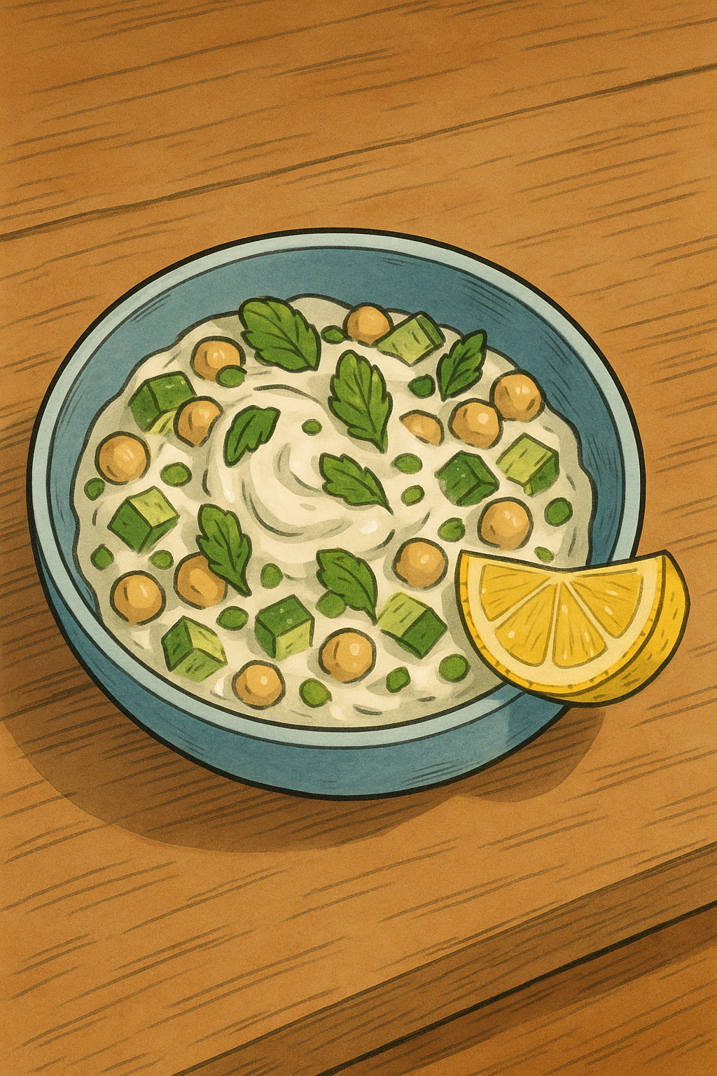 Cucumber, yoghurt and chickpea bowl starter