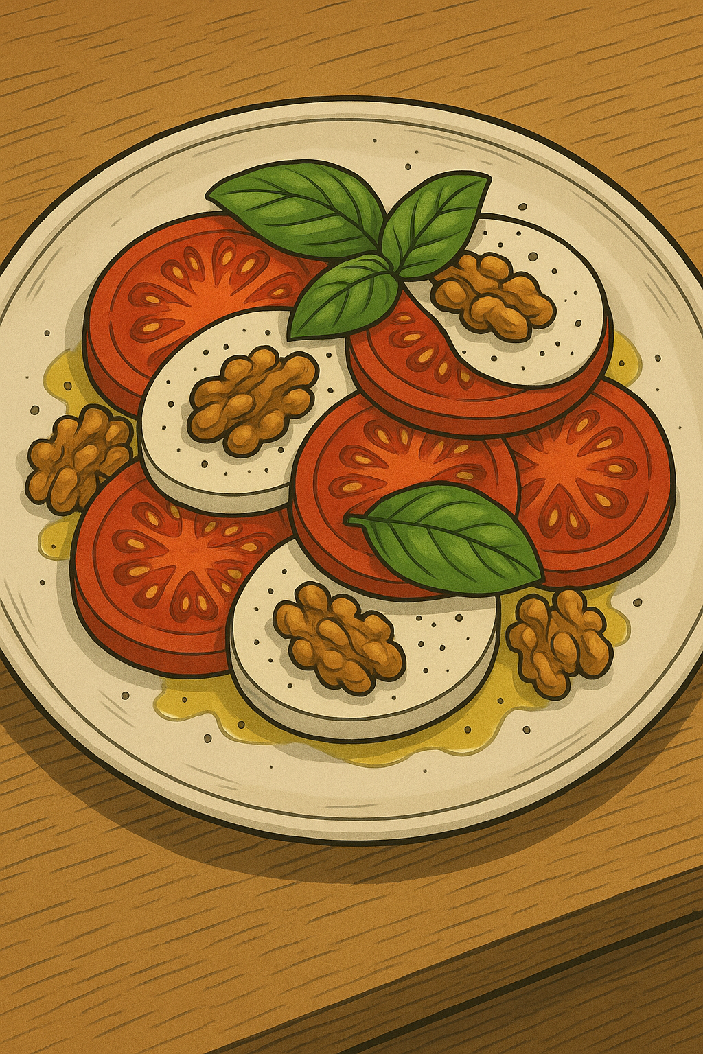 Mozzarella, tomato and walnut starter