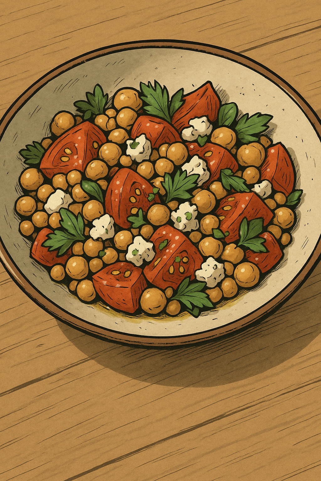 Tomato, chickpea and feta starter