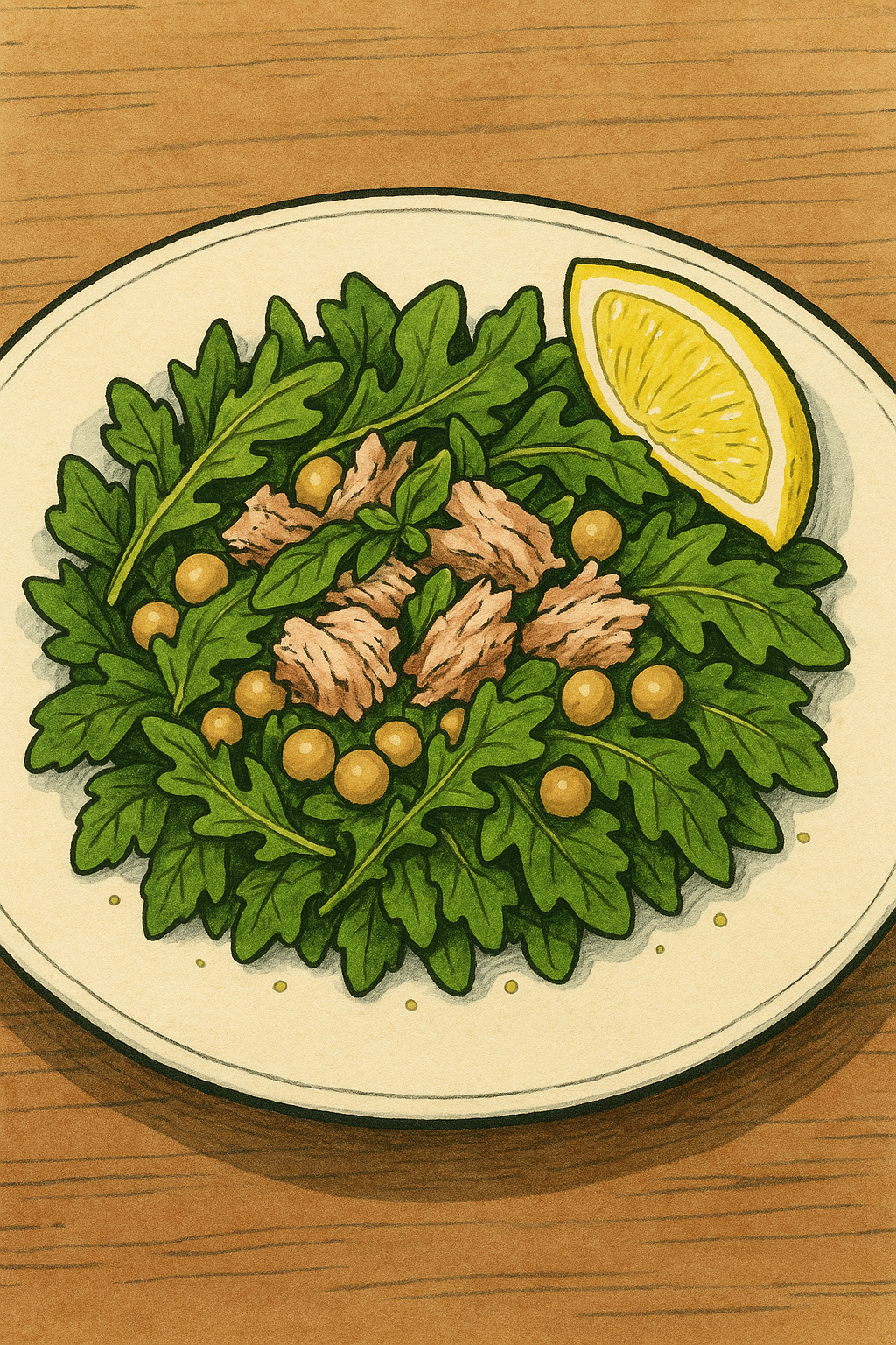Leafy greens with tuna and lemon starter