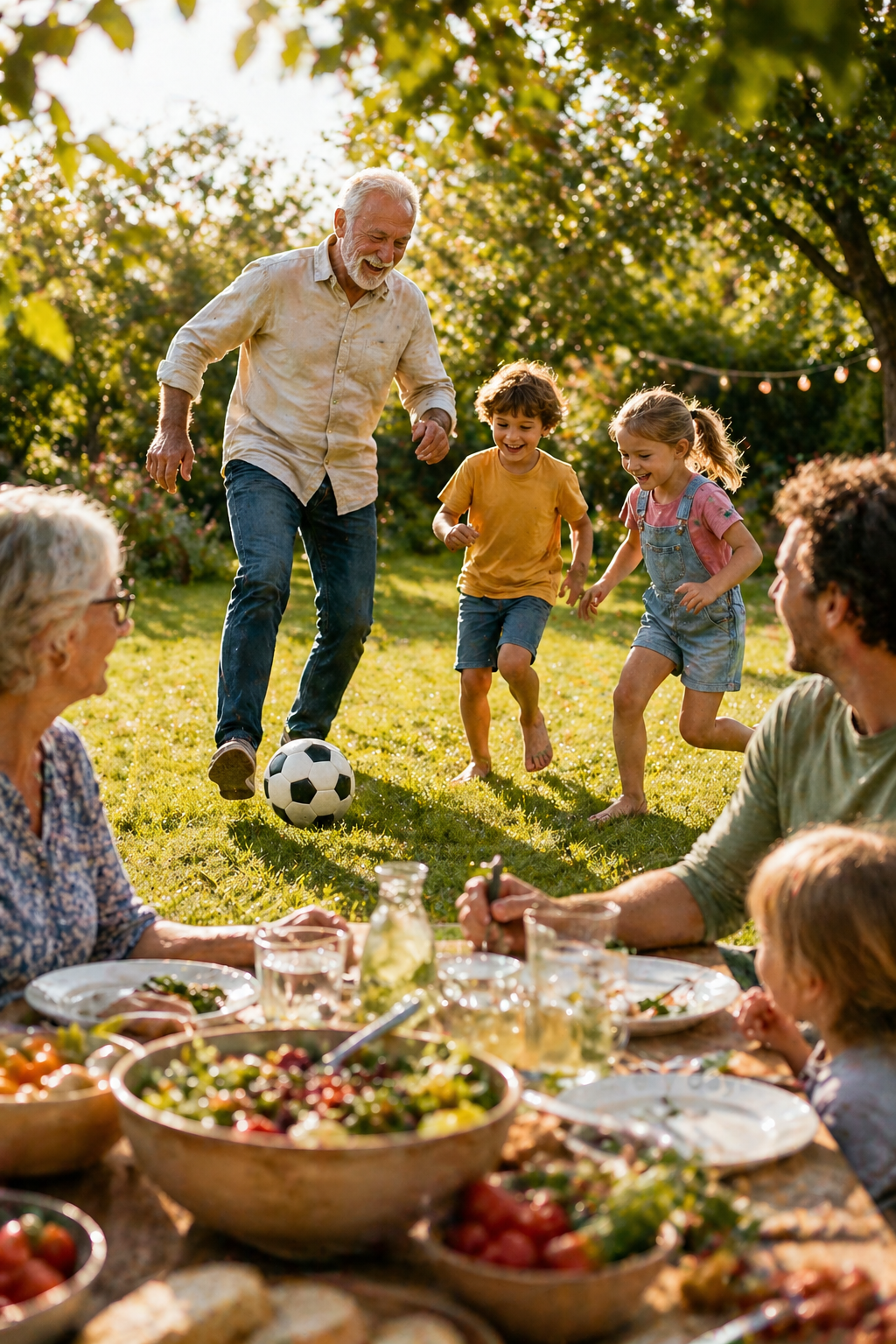 Family meal and outdoor activity